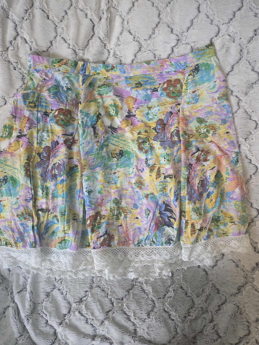 Boho Boca Bay Floral Pastel Watercolor Lace Women's Skirt 4XL EUC Rayon Cotton